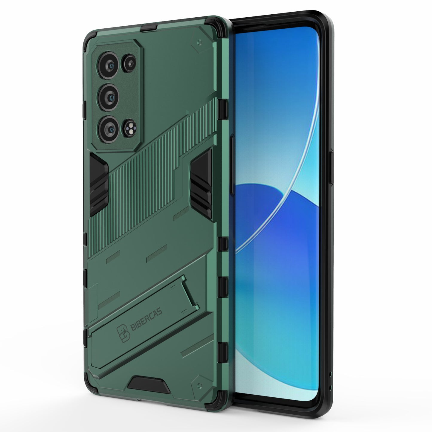 Heavy Duty Hybrid PC + TPU Combo Phone Case Cover with Kickstand for Oppo Reno6 Pro+ 5G/Pro 5G (Snapdragon)