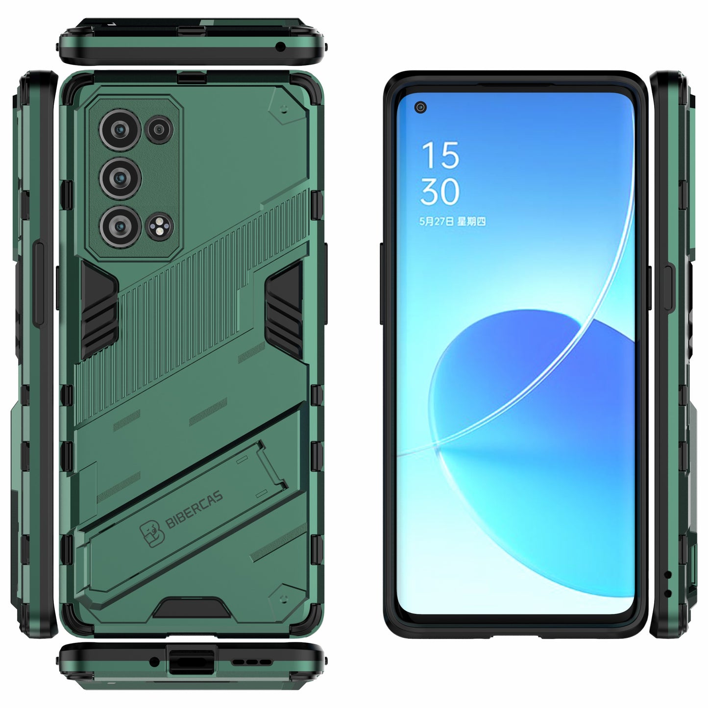 Heavy Duty Hybrid PC + TPU Combo Phone Case Cover with Kickstand for Oppo Reno6 Pro+ 5G/Pro 5G (Snapdragon)