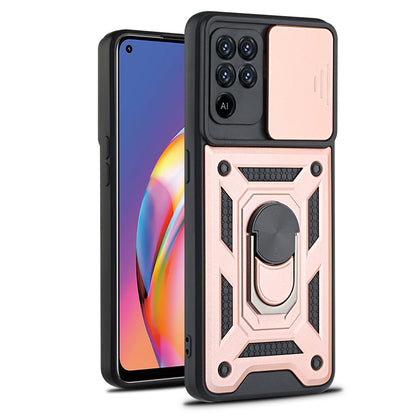 Camera Slide Phone Case with Kickstand Ring Holder for Oppo A94 4G / F19 Pro / Reno5 F