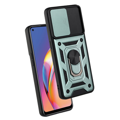 Camera Slide Phone Case with Kickstand Ring Holder for Oppo A94 4G / F19 Pro / Reno5 F