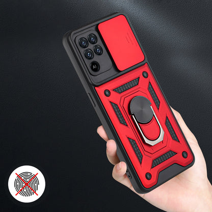 Camera Slide Phone Case with Kickstand Ring Holder for Oppo A94 4G / F19 Pro / Reno5 F