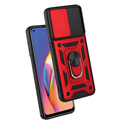 Camera Slide Phone Case with Kickstand Ring Holder for Oppo A94 4G / F19 Pro / Reno5 F