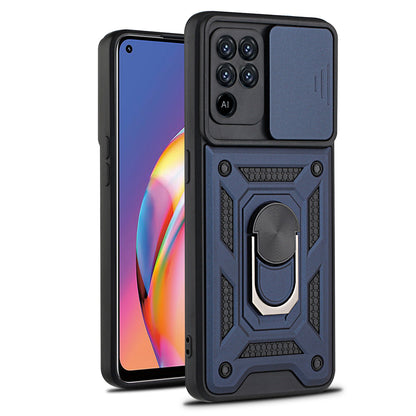 Camera Slide Phone Case with Kickstand Ring Holder for Oppo A94 4G / F19 Pro / Reno5 F