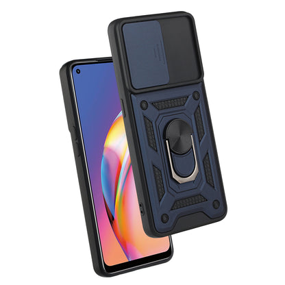 Camera Slide Phone Case with Kickstand Ring Holder for Oppo A94 4G / F19 Pro / Reno5 F