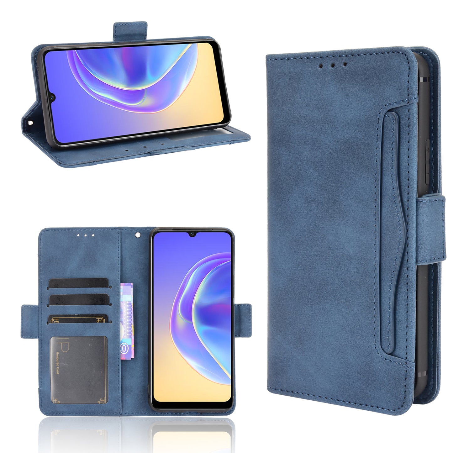 Multiple Card Slots Wallet Stand Phone Case Leather Cover Shell for vivo V21e 4G / vivo Y73 2021