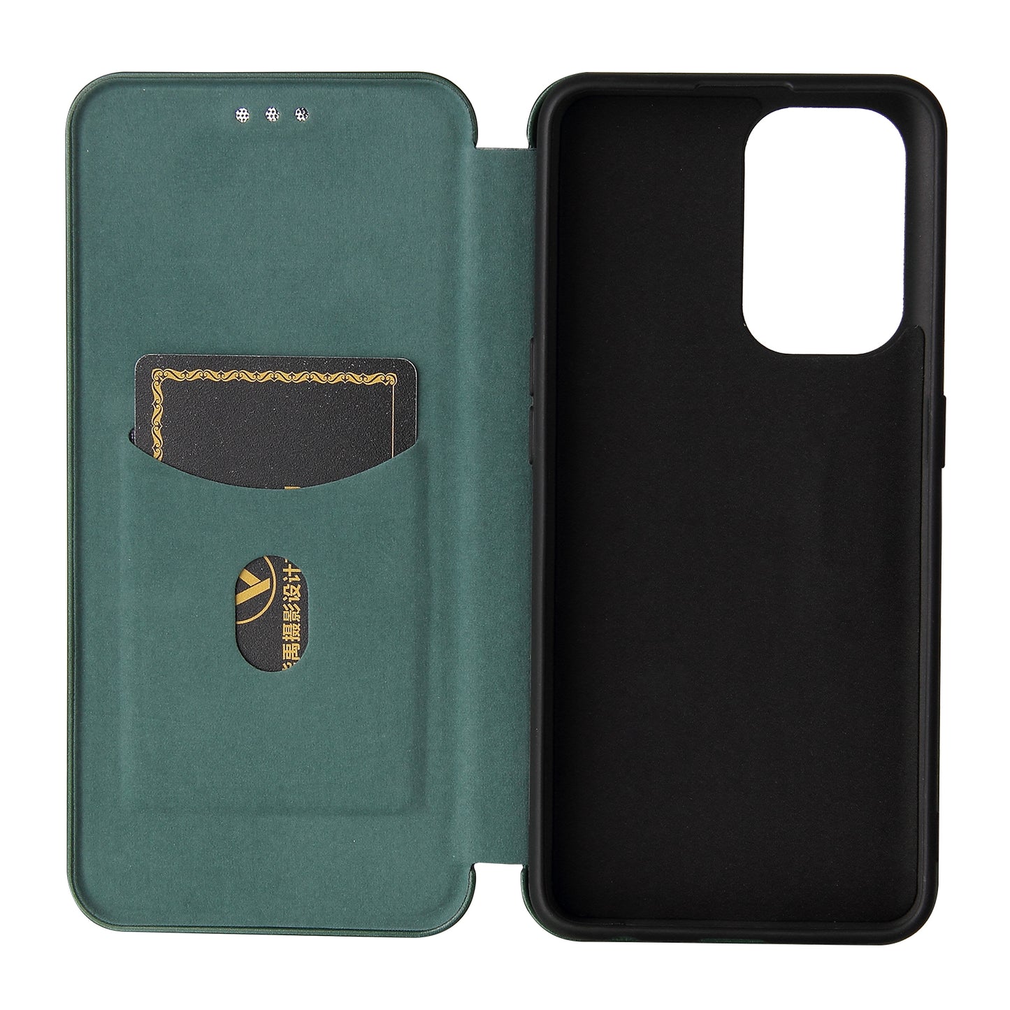 Carbon Fiber Texture Automatic Absorption Leather Stand Case with Card Slot and Ring Strap for Oppo A94 5G/F19 Pro+ 5G/Reno5 Z/A95 5G