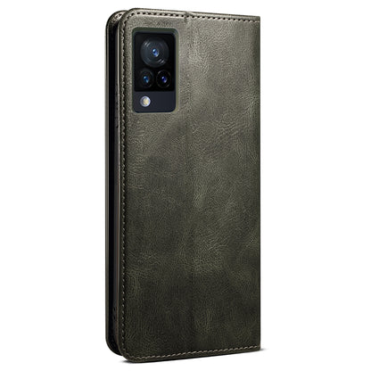 Oil-Waxy Wallet Design Leather Protective Phone Case with Stand for vivo V21e 4G / Y73 2021