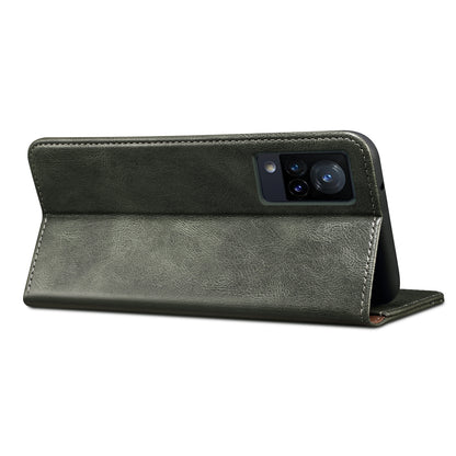 Oil-Waxy Wallet Design Leather Protective Phone Case with Stand for vivo V21e 4G / Y73 2021