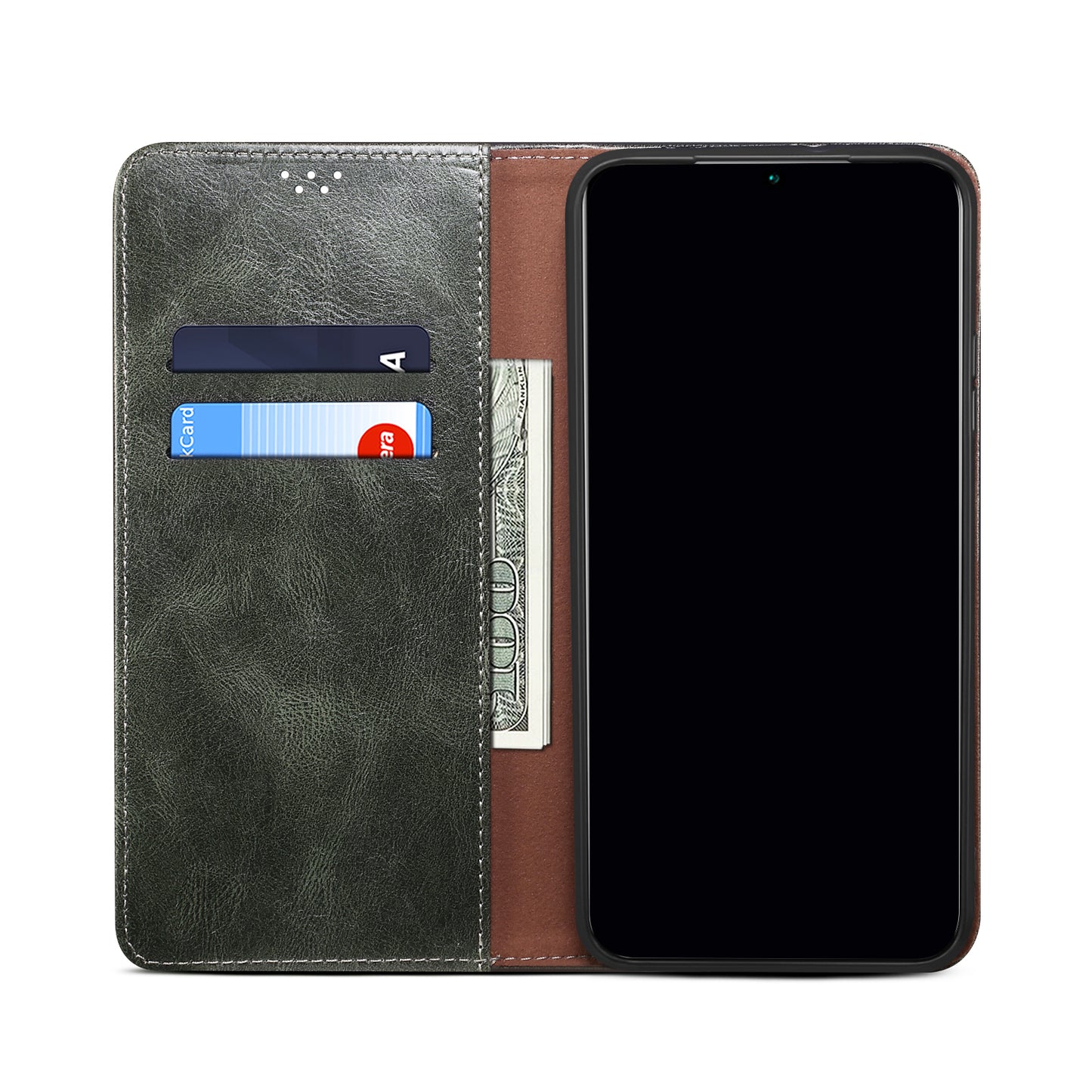 Oil-Waxy Wallet Design Leather Protective Phone Case with Stand for vivo V21e 4G / Y73 2021