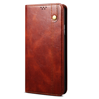 Oil-Waxy Wallet Design Leather Protective Phone Case with Stand for vivo V21e 4G / Y73 2021