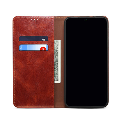 Oil-Waxy Wallet Design Leather Protective Phone Case with Stand for vivo V21e 4G / Y73 2021