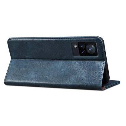 Oil-Waxy Wallet Design Leather Protective Phone Case with Stand for vivo V21e 4G / Y73 2021