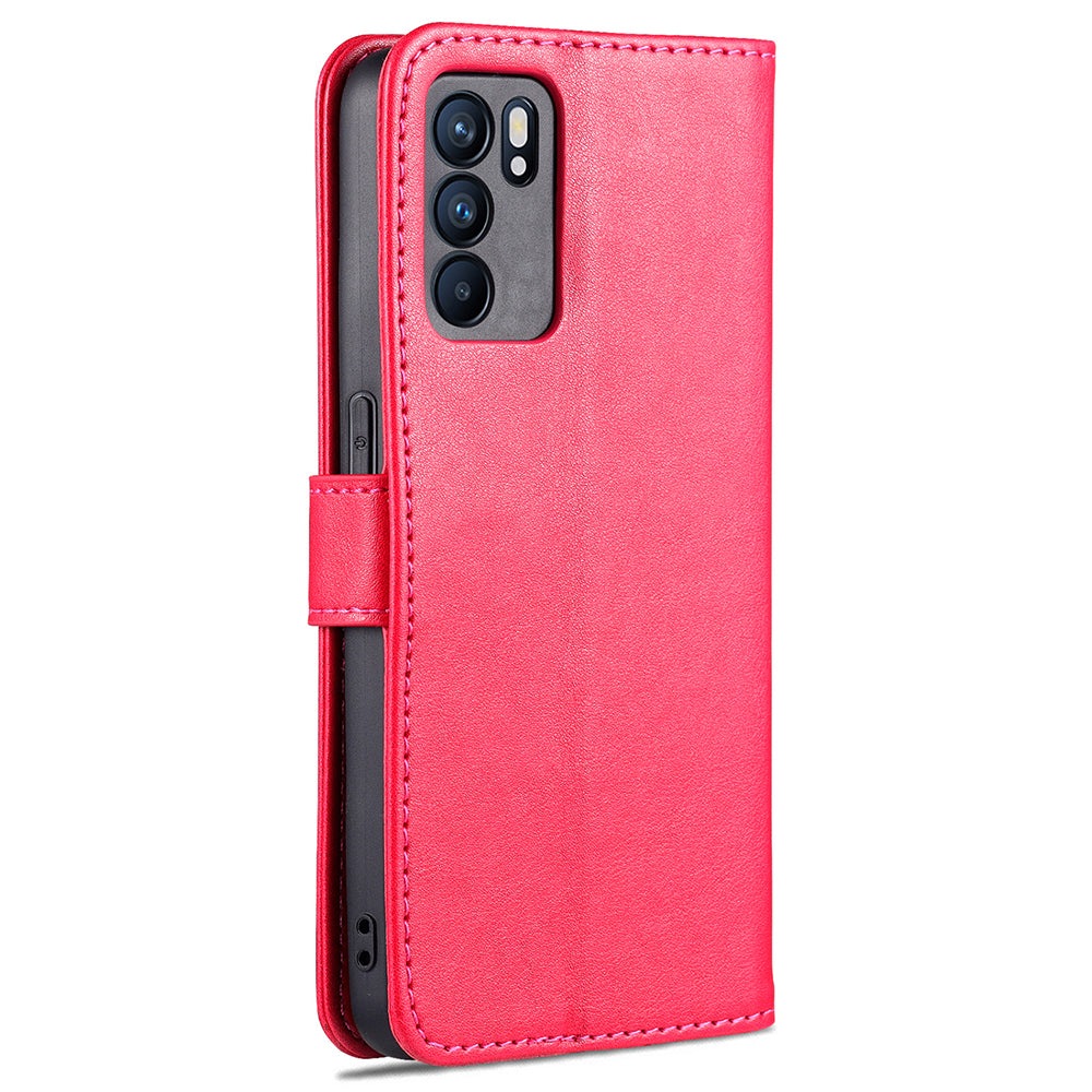 AZNS Full Protection Wallet Stand PU Leather Coated TPU Phone Case for Oppo Reno6 5G