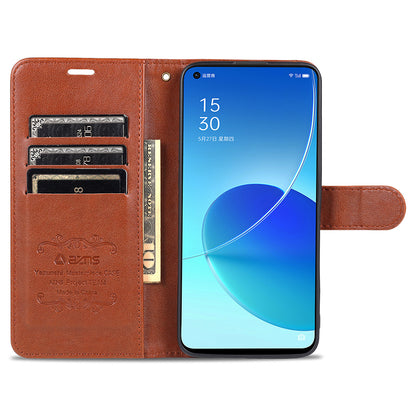 AZNS Full Protection Wallet Stand PU Leather Coated TPU Phone Case for Oppo Reno6 5G