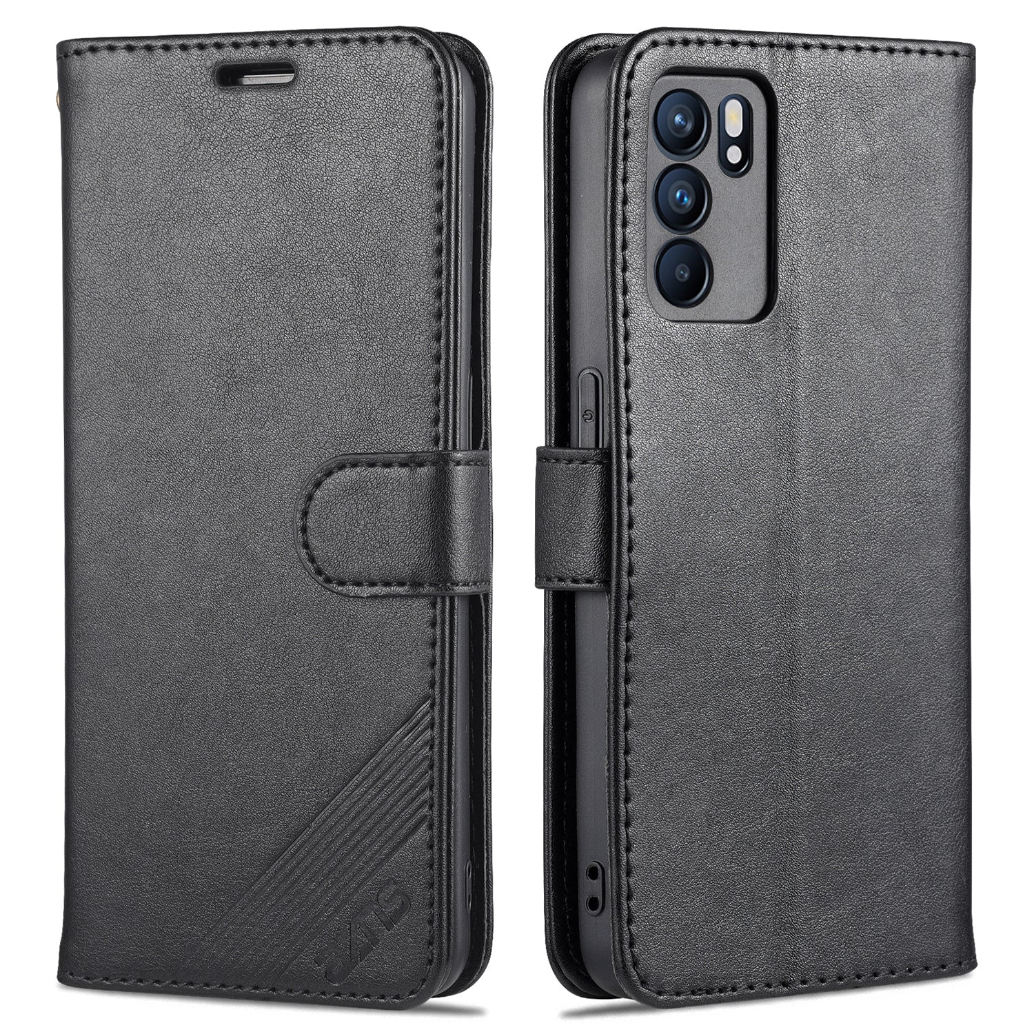 AZNS Full Protection Wallet Stand PU Leather Coated TPU Phone Case for Oppo Reno6 5G