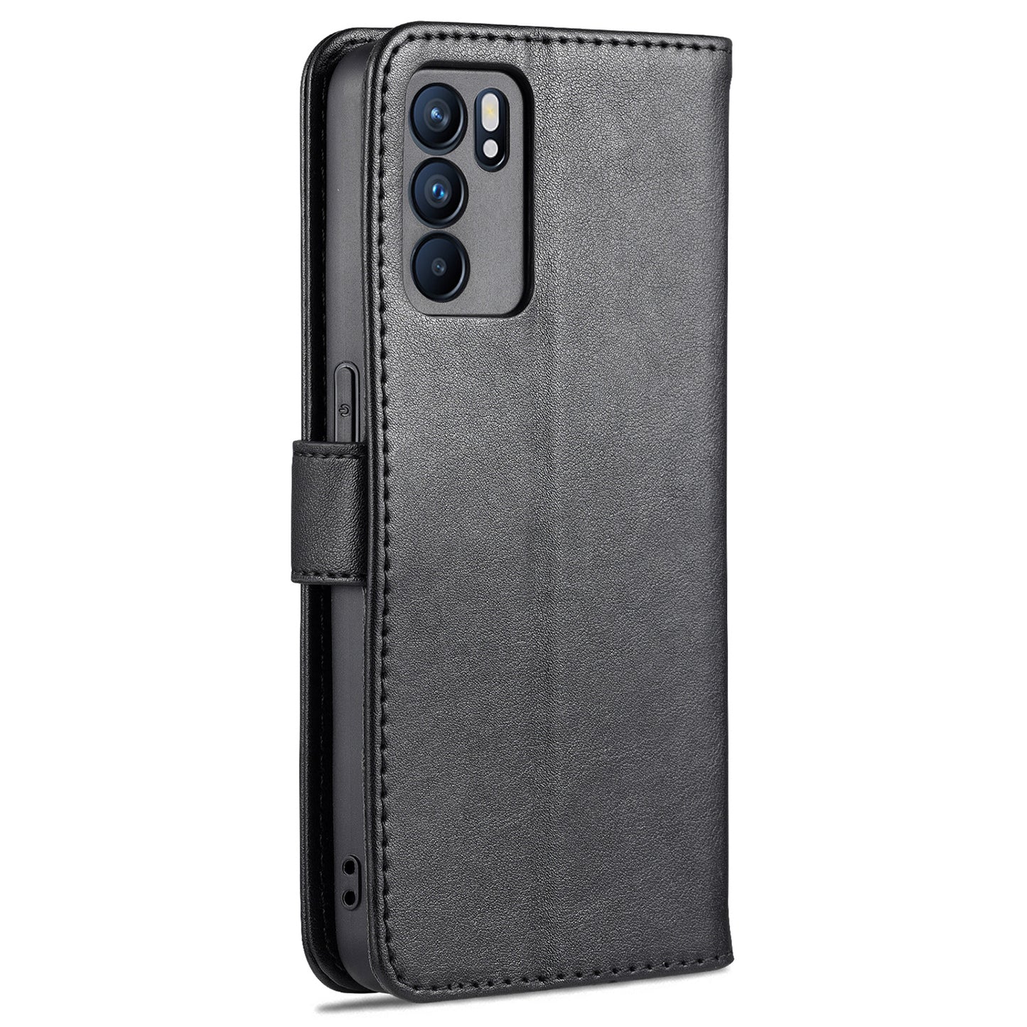 AZNS Full Protection Wallet Stand PU Leather Coated TPU Phone Case for Oppo Reno6 5G