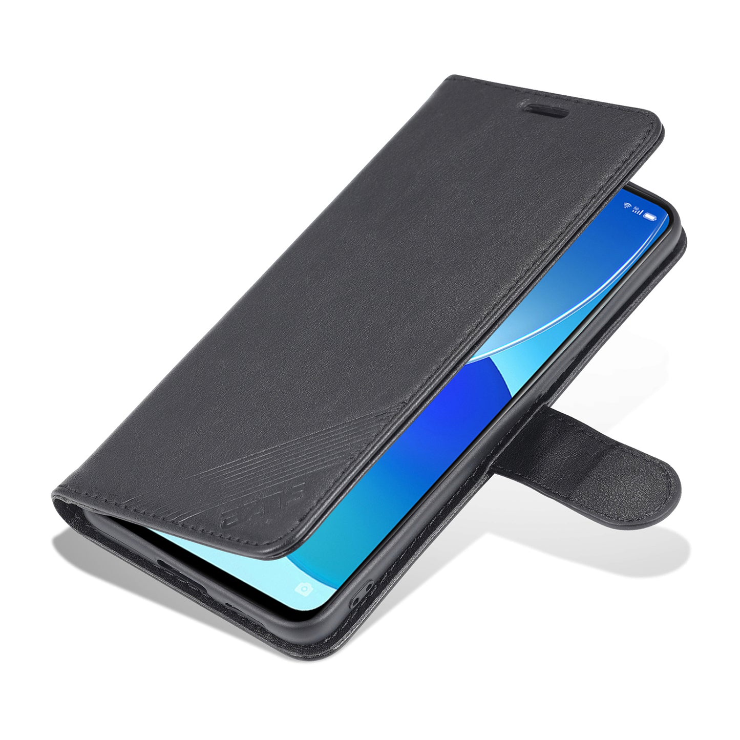 AZNS Full Protection Wallet Stand PU Leather Coated TPU Phone Case for Oppo Reno6 5G