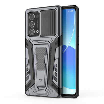 Kickstand Design PC + TPU Car Style Full Protective Hybrid Cover Case for Oppo Reno6 Pro+ 5G/Pro 5G (Snapdragon)