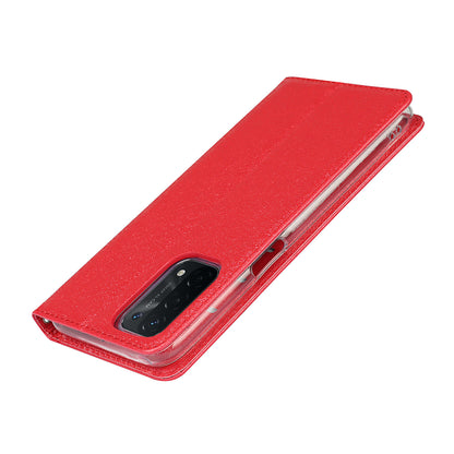 Silk Texture Leather Wallet Case with Strap for Oppo A54 5G