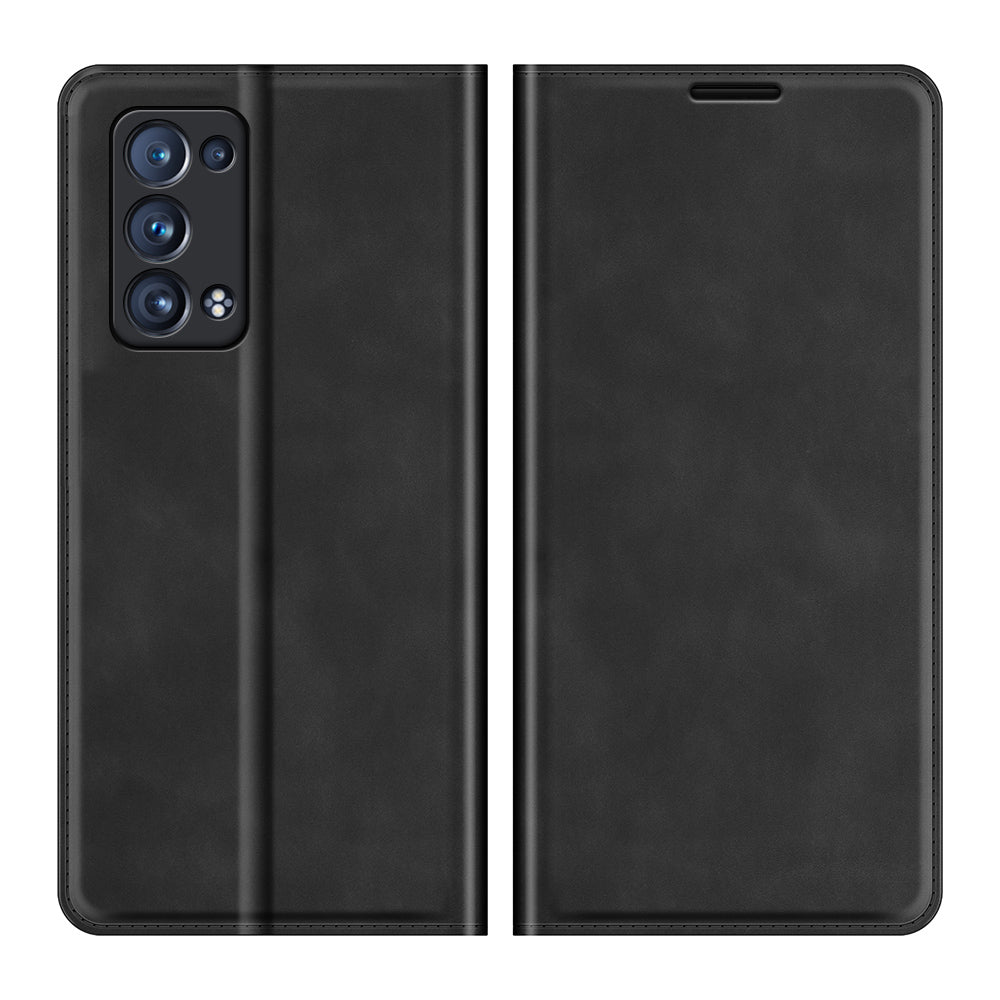 Skin-touch Feeling Strong Magnet Folio Wallet Protective Phone Case for Oppo Reno6 Pro+ 5G/Pro 5G (Snapdragon)