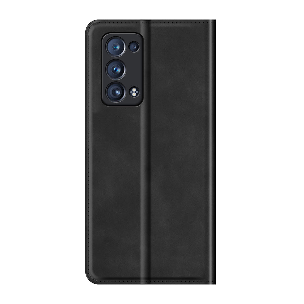 Skin-touch Feeling Strong Magnet Folio Wallet Protective Phone Case for Oppo Reno6 Pro+ 5G/Pro 5G (Snapdragon)