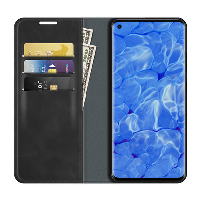 Skin-touch Feeling Strong Magnet Folio Wallet Protective Phone Case for Oppo Reno6 Pro+ 5G/Pro 5G (Snapdragon)