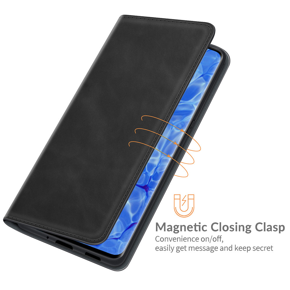 Skin-touch Feeling Strong Magnet Folio Wallet Protective Phone Case for Oppo Reno6 Pro+ 5G/Pro 5G (Snapdragon)