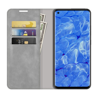 Skin-touch Feeling Strong Magnet Folio Wallet Protective Phone Case for Oppo Reno6 Pro+ 5G/Pro 5G (Snapdragon)