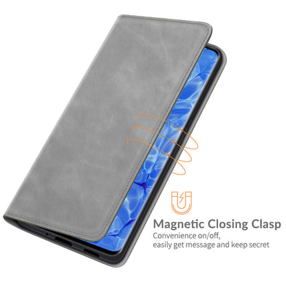 Skin-touch Feeling Strong Magnet Folio Wallet Protective Phone Case for Oppo Reno6 Pro+ 5G/Pro 5G (Snapdragon)