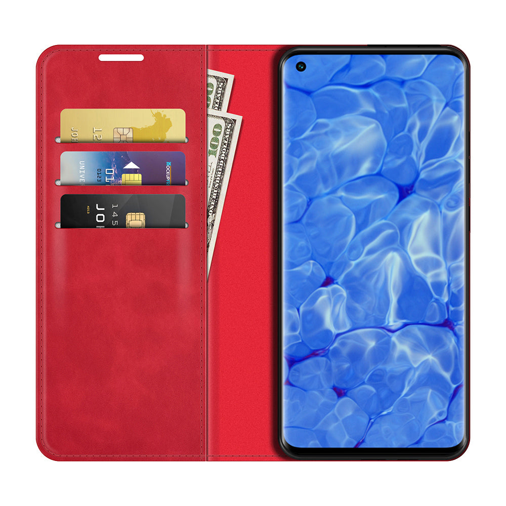 Skin-touch Feeling Strong Magnet Folio Wallet Protective Phone Case for Oppo Reno6 Pro+ 5G/Pro 5G (Snapdragon)