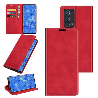 Skin-touch Feeling Strong Magnet Folio Wallet Protective Phone Case for Oppo Reno6 Pro+ 5G/Pro 5G (Snapdragon)