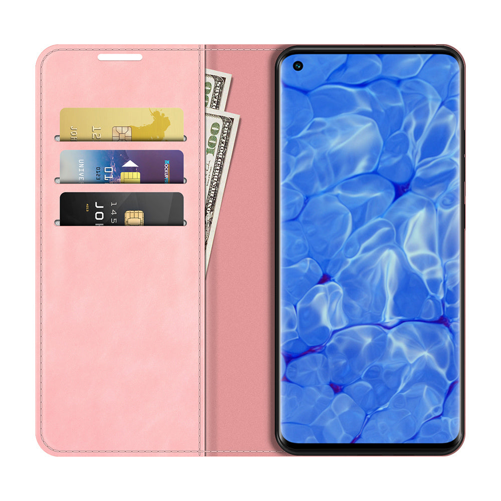 Skin-touch Feeling Strong Magnet Folio Wallet Protective Phone Case for Oppo Reno6 Pro+ 5G/Pro 5G (Snapdragon)