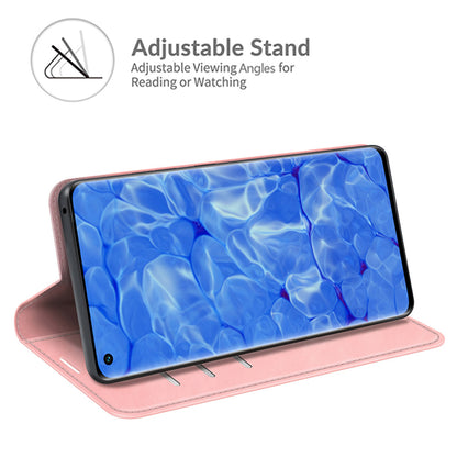 Skin-touch Feeling Strong Magnet Folio Wallet Protective Phone Case for Oppo Reno6 Pro+ 5G/Pro 5G (Snapdragon)