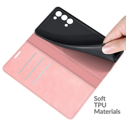 Skin-touch Feeling Strong Magnet Folio Wallet Protective Phone Case for Oppo Reno6 Pro+ 5G/Pro 5G (Snapdragon)