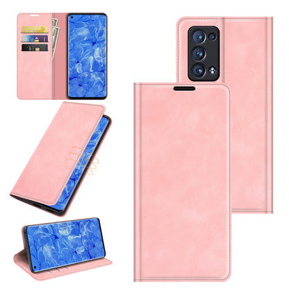 Skin-touch Feeling Strong Magnet Folio Wallet Protective Phone Case for Oppo Reno6 Pro+ 5G/Pro 5G (Snapdragon)