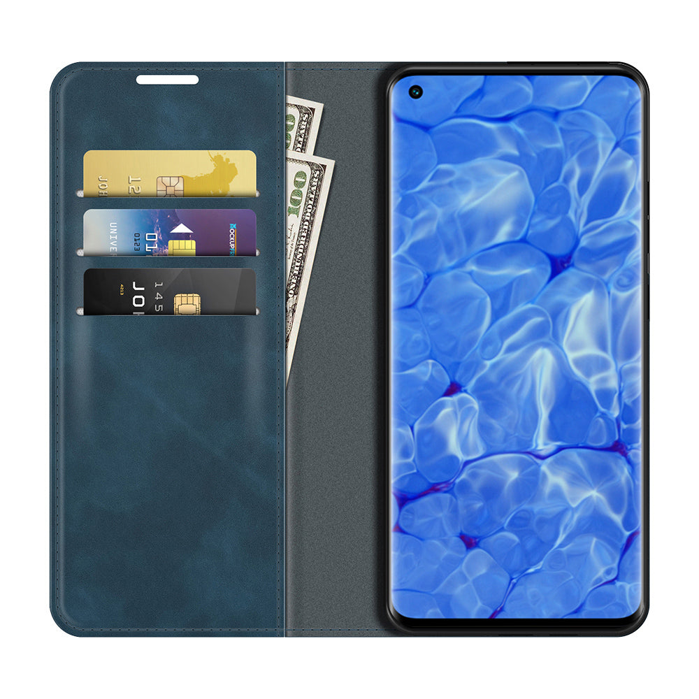 Skin-touch Feeling Strong Magnet Folio Wallet Protective Phone Case for Oppo Reno6 Pro+ 5G/Pro 5G (Snapdragon)