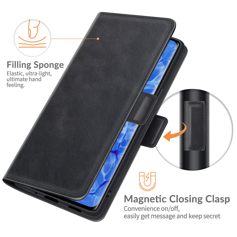 Magnetic Clasp Closure Full Protection PU Leather Phone Stand Case for Oppo Reno6 Pro+ 5G/Pro 5G (Snapdragon)