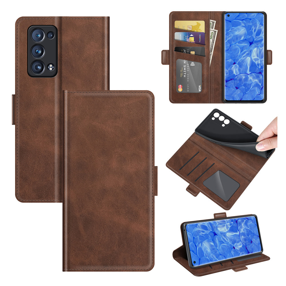 Magnetic Clasp Closure Full Protection PU Leather Phone Stand Case for Oppo Reno6 Pro+ 5G/Pro 5G (Snapdragon)