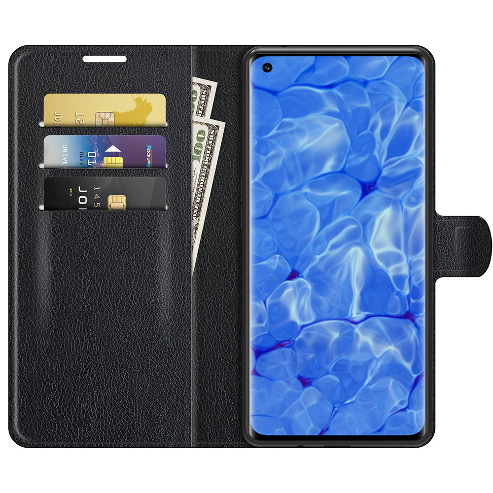 Litchi Texture Leather Wallet Phone Case Protector with Stand for Oppo Reno6 Pro+ 5G/Pro 5G (Snapdragon)