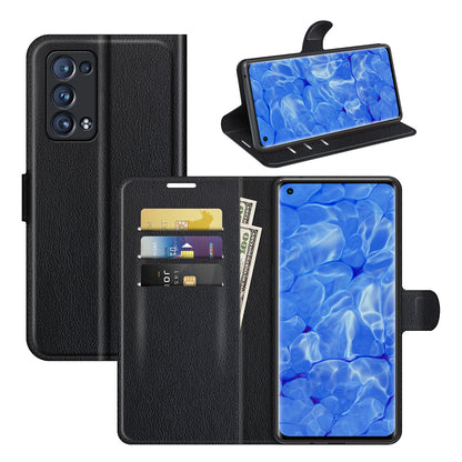 Litchi Texture Leather Wallet Phone Case Protector with Stand for Oppo Reno6 Pro+ 5G/Pro 5G (Snapdragon)