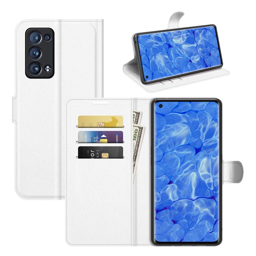 Litchi Texture Leather Wallet Phone Case Protector with Stand for Oppo Reno6 Pro+ 5G/Pro 5G (Snapdragon)