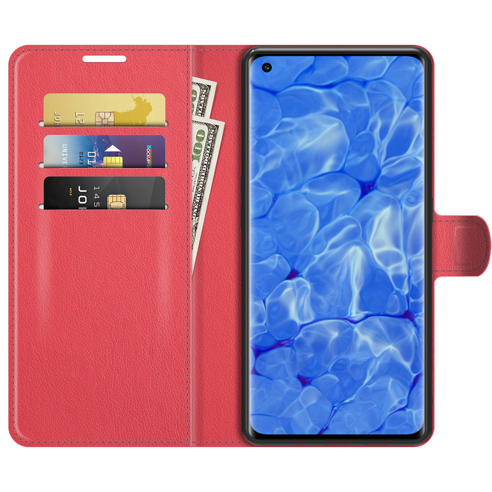 Litchi Texture Leather Wallet Phone Case Protector with Stand for Oppo Reno6 Pro+ 5G/Pro 5G (Snapdragon)