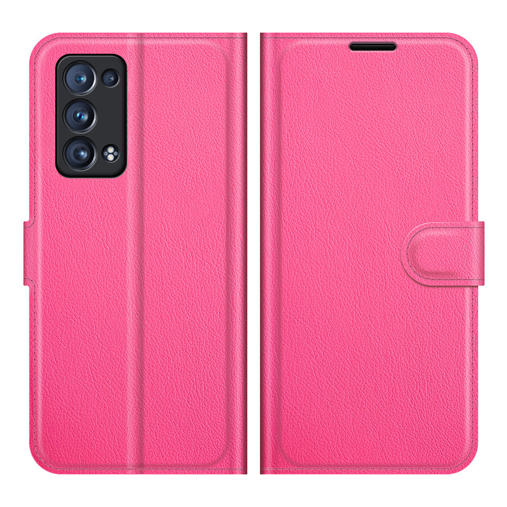 Litchi Texture Leather Wallet Phone Case Protector with Stand for Oppo Reno6 Pro+ 5G/Pro 5G (Snapdragon)