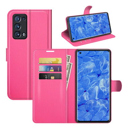 Litchi Texture Leather Wallet Phone Case Protector with Stand for Oppo Reno6 Pro+ 5G/Pro 5G (Snapdragon)