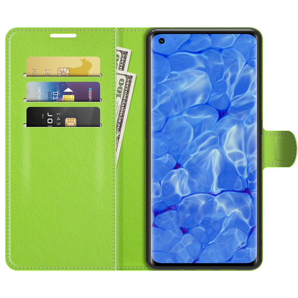 Litchi Texture Leather Wallet Phone Case Protector with Stand for Oppo Reno6 Pro+ 5G/Pro 5G (Snapdragon)