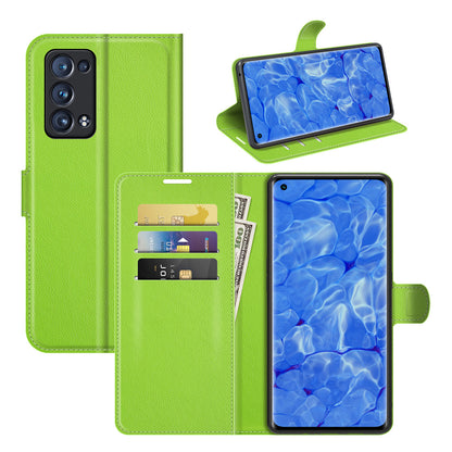 Litchi Texture Leather Wallet Phone Case Protector with Stand for Oppo Reno6 Pro+ 5G/Pro 5G (Snapdragon)