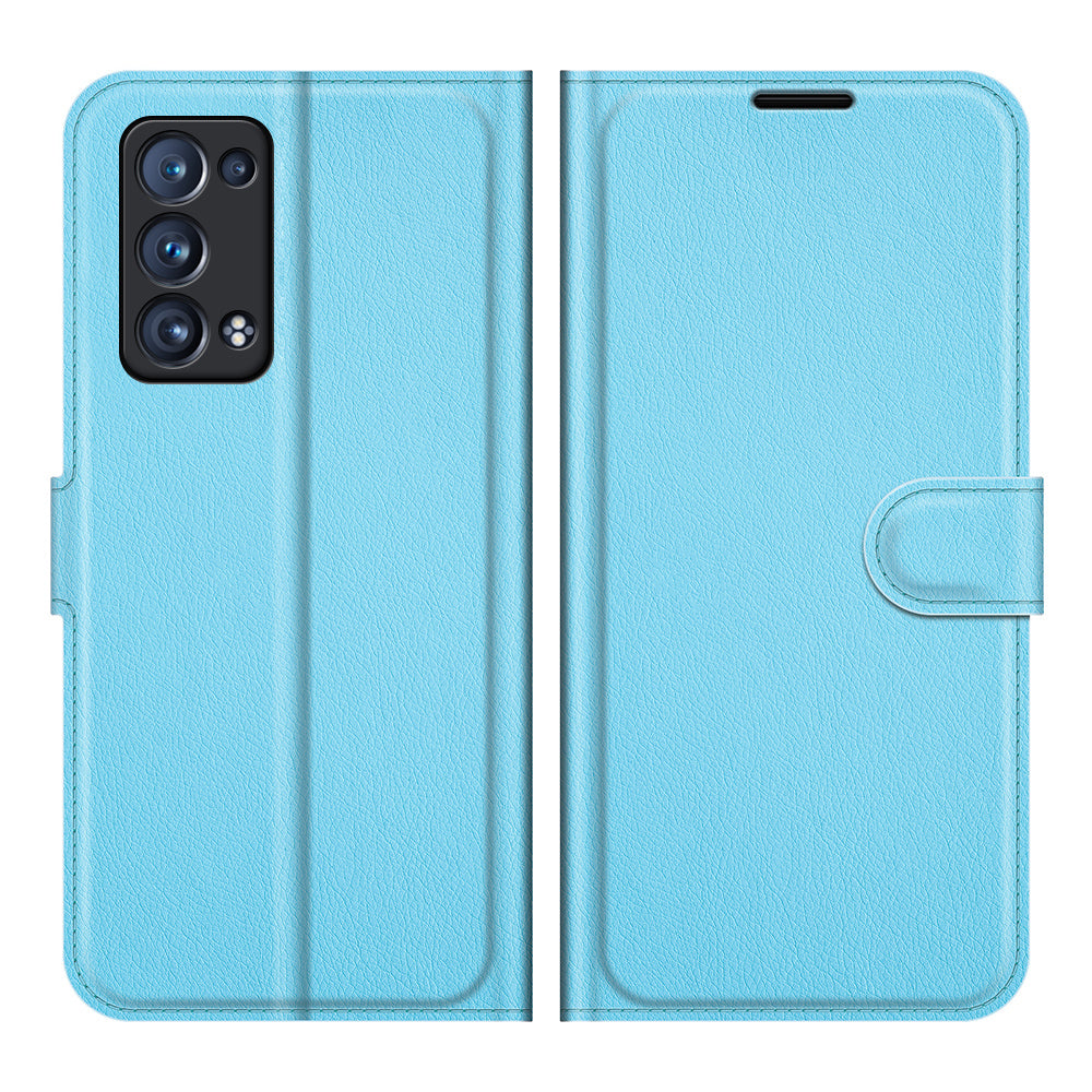 Litchi Texture Leather Wallet Phone Case Protector with Stand for Oppo Reno6 Pro+ 5G/Pro 5G (Snapdragon)