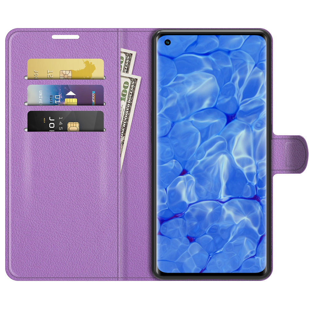 Litchi Texture Leather Wallet Phone Case Protector with Stand for Oppo Reno6 Pro+ 5G/Pro 5G (Snapdragon)