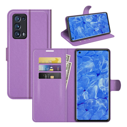 Litchi Texture Leather Wallet Phone Case Protector with Stand for Oppo Reno6 Pro+ 5G/Pro 5G (Snapdragon)