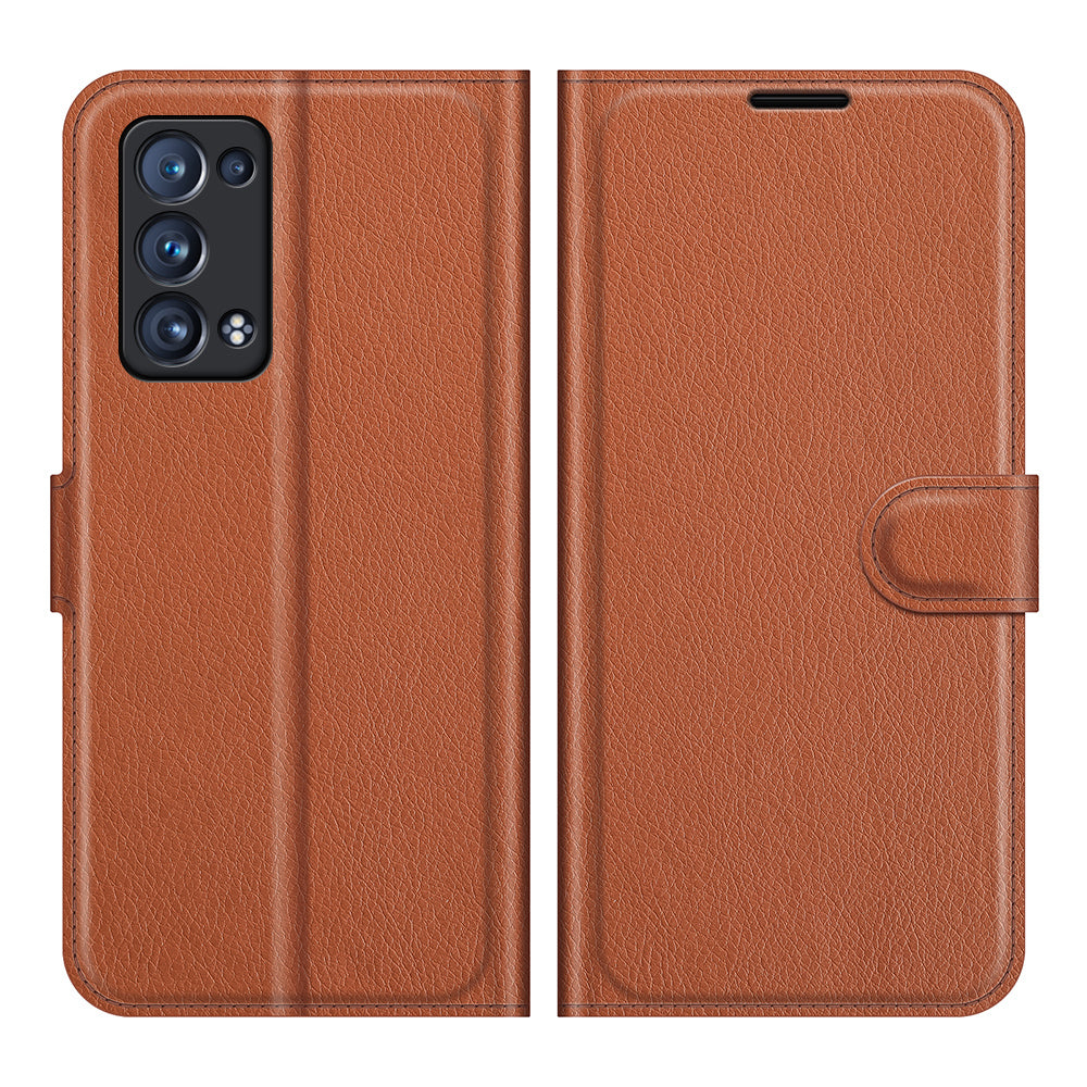 Litchi Texture Leather Wallet Phone Case Protector with Stand for Oppo Reno6 Pro+ 5G/Pro 5G (Snapdragon)